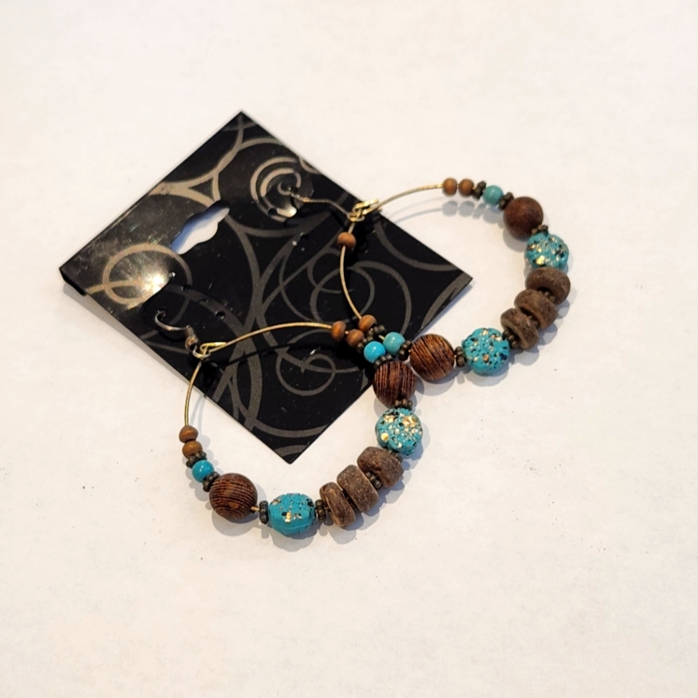 Southwestern handmade HOOPS turquoise and wood